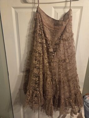 Lace Tiered Slip Dress in Taupe